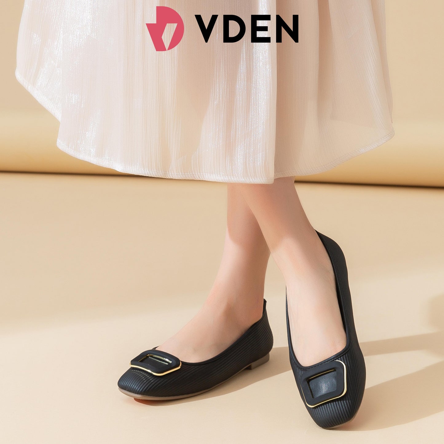VDEN Women Fashion Square Toe Block Flat Shoes Business Work For Women 0.4INCH/1CM 182-21 Classic Buckled Ballet Flats Women’s Office Flats – Soft Slip-On Shoes With Stylish Buckle