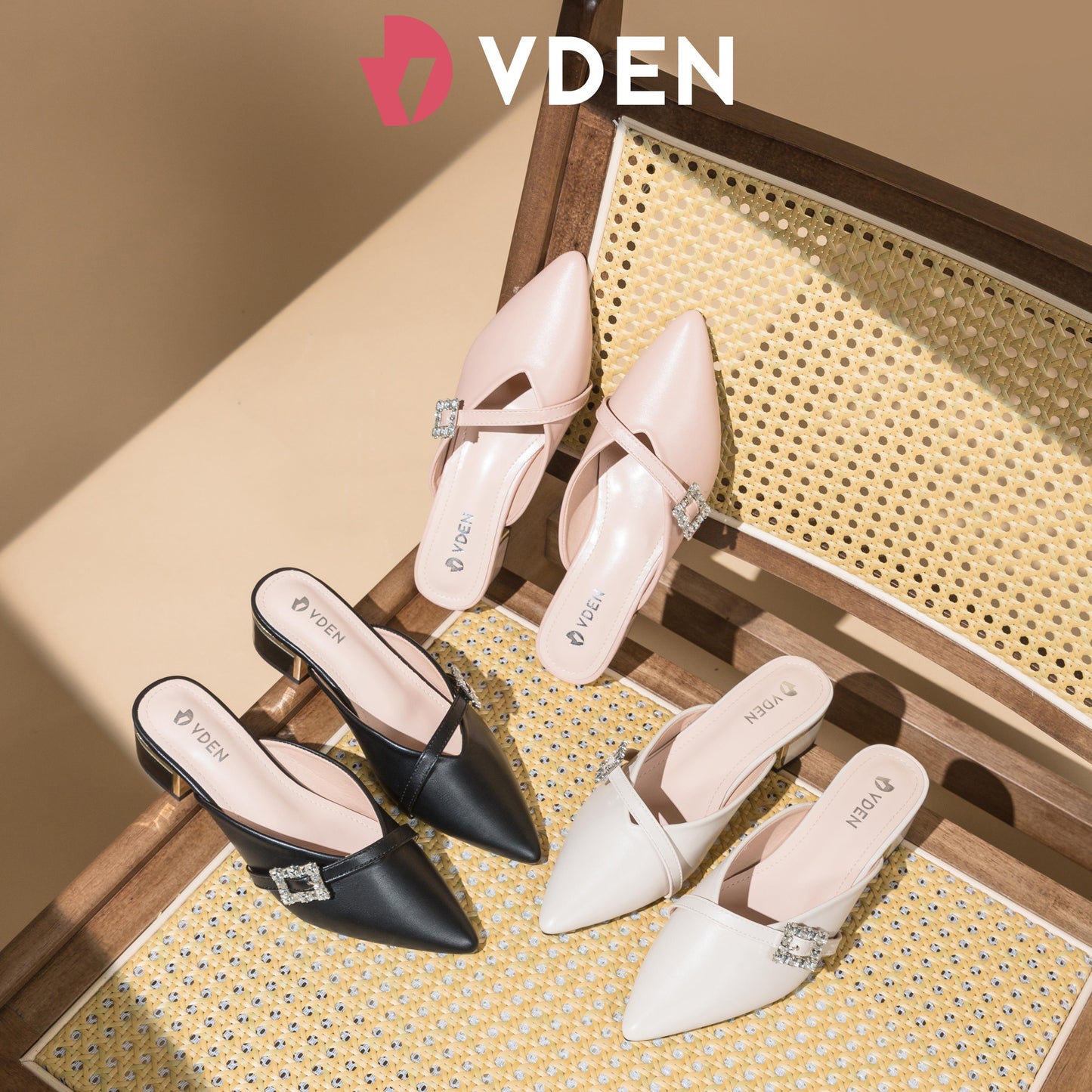 VDEN Classy Pointed half Shoes For Women 1.5INCH/4CM 1167 Comfortable And Versatile Mules With Pointed Toes And Slight Heel
