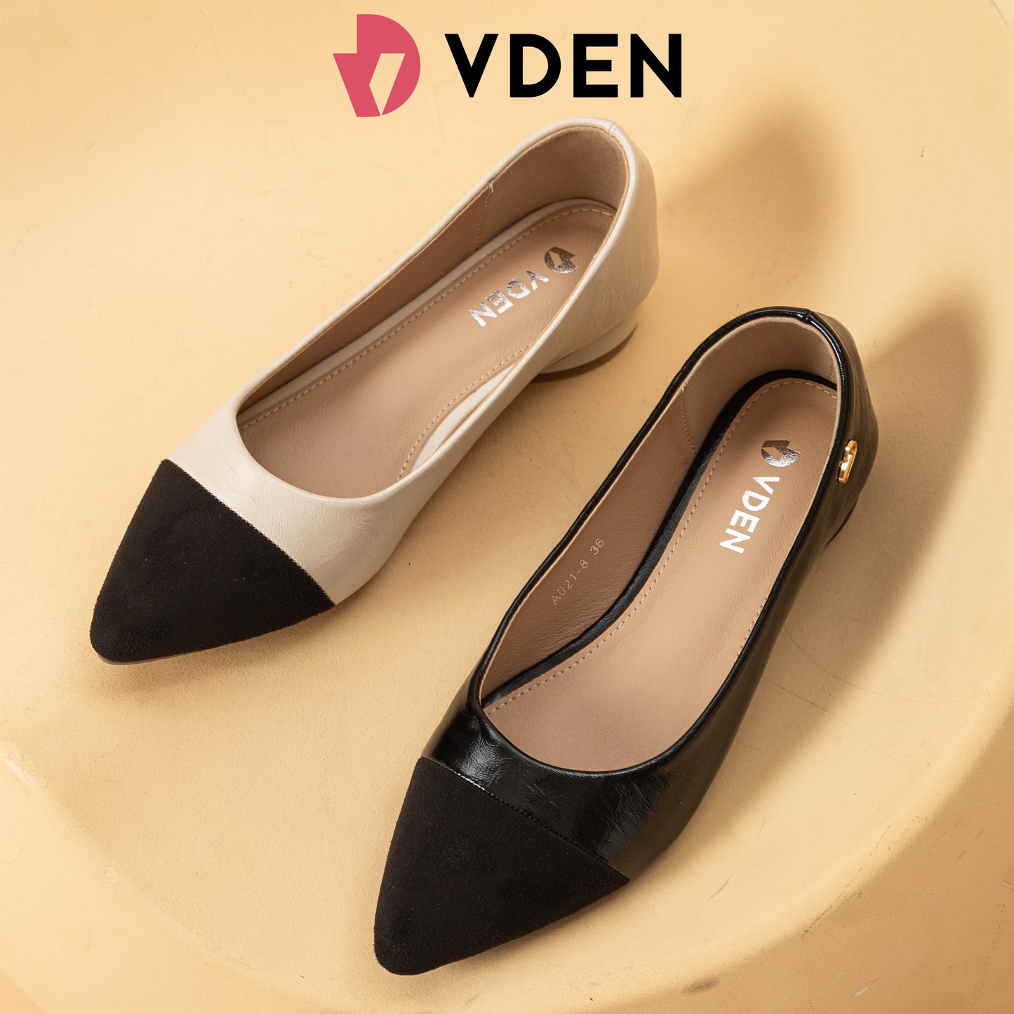 VDEN Minimalist Pointed Toe Color Block Flats 0.7INCH/1.9CM A021-8 Retro Two-Tone Low Heel Pumps Fashionable Women's Pointed Toe Flat Shoes Fashionable Women's Pointed Toe Flat Shoes Fashionable Women's Pointed Toe Flat Shoes