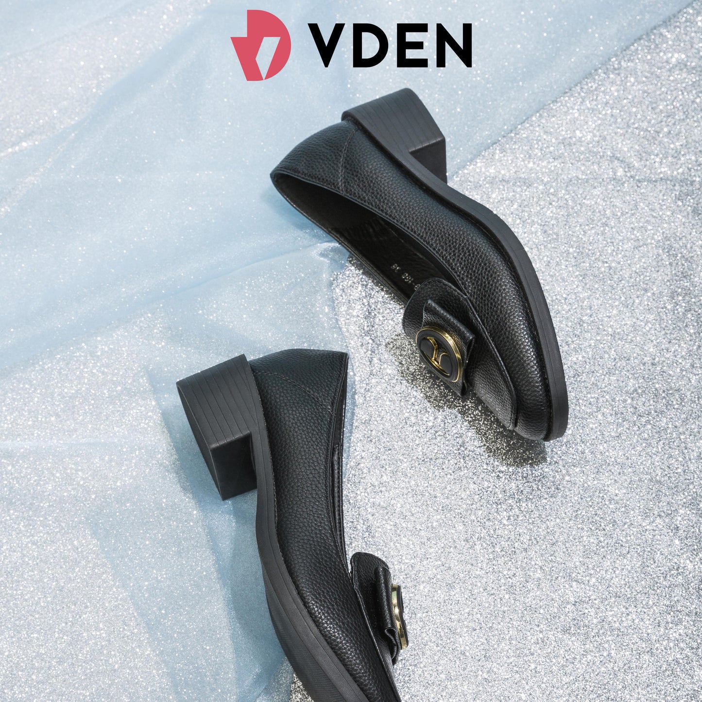 VDEN Square Toe Block Heels Loafer Shoes 4.5CM/1.4INCH Heels 899-168 Women Ultra-light Soft-soled Loafers