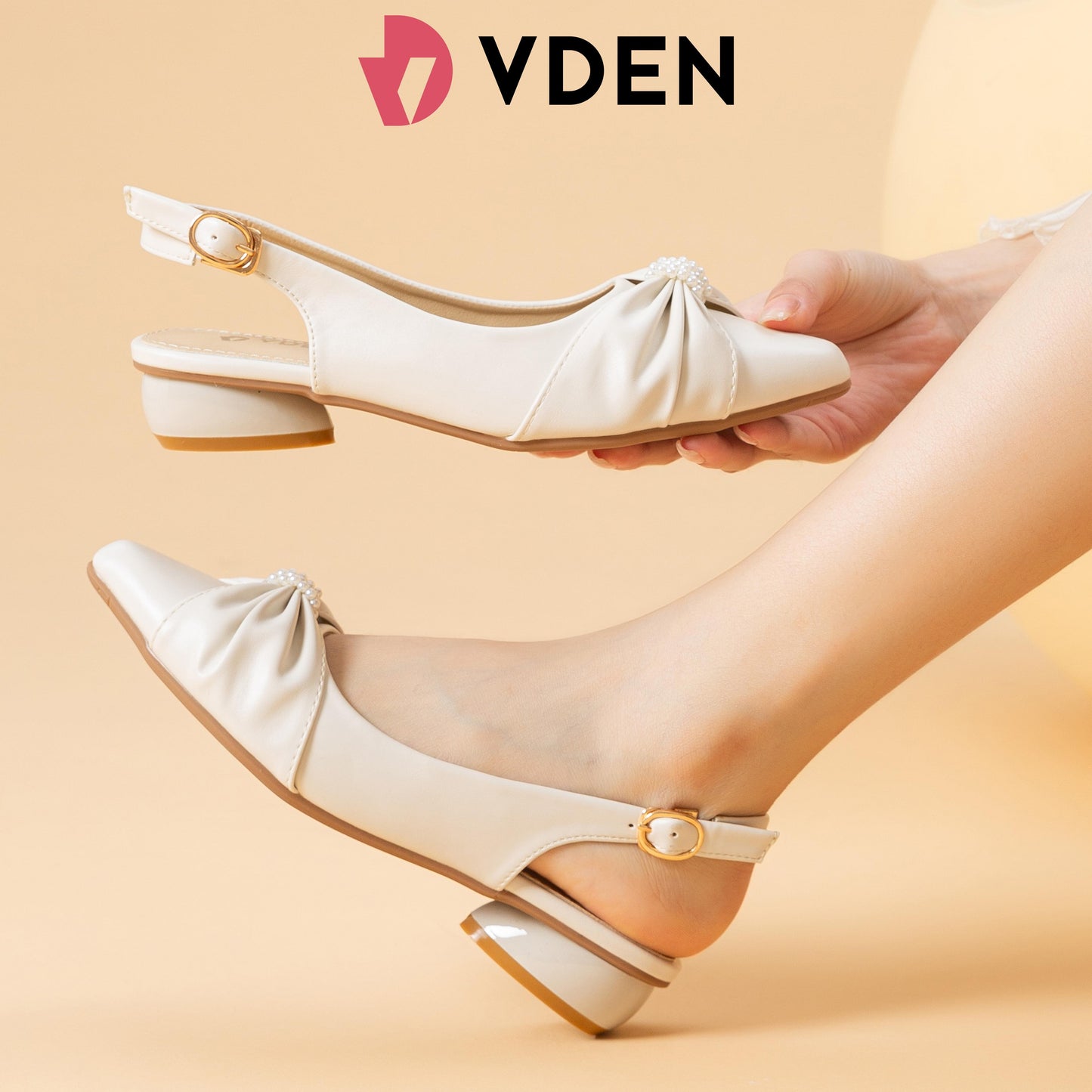 VDEN Women‘s Girls Dress Flats for Wedding Slingback Pointed Toe Evening Formal Sandals Shoes 1.1INCH/3CM B81240 Pointed Toe Slingback French Low Heel Shoes With Pearl Accessories Footwear