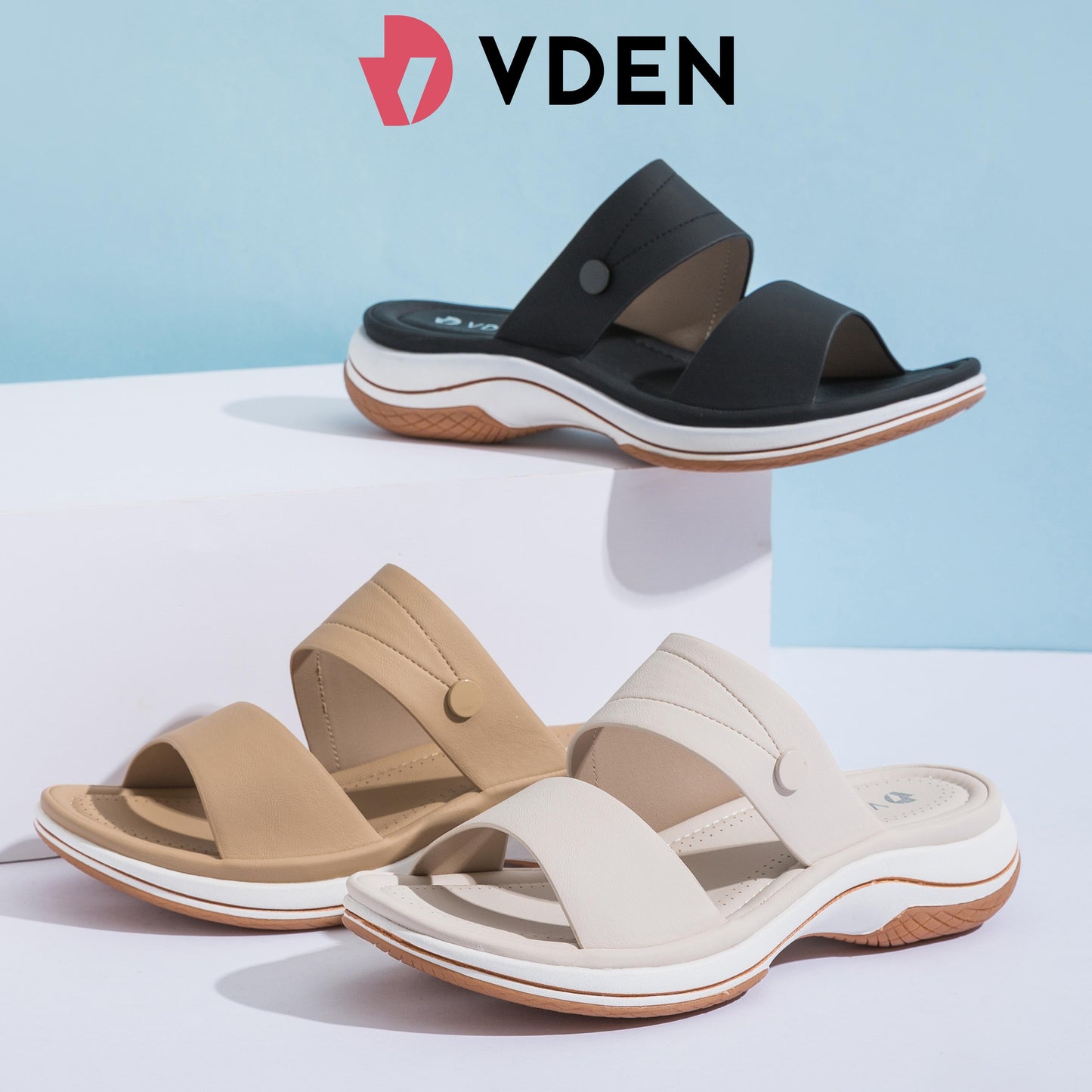 VDEN Comfy Women's Wedge Sandals 3CM/1.1INCH Sports Super Light And Soft Sole Open Toe Sandals 7131-8 Women's Casual Sandals For Women