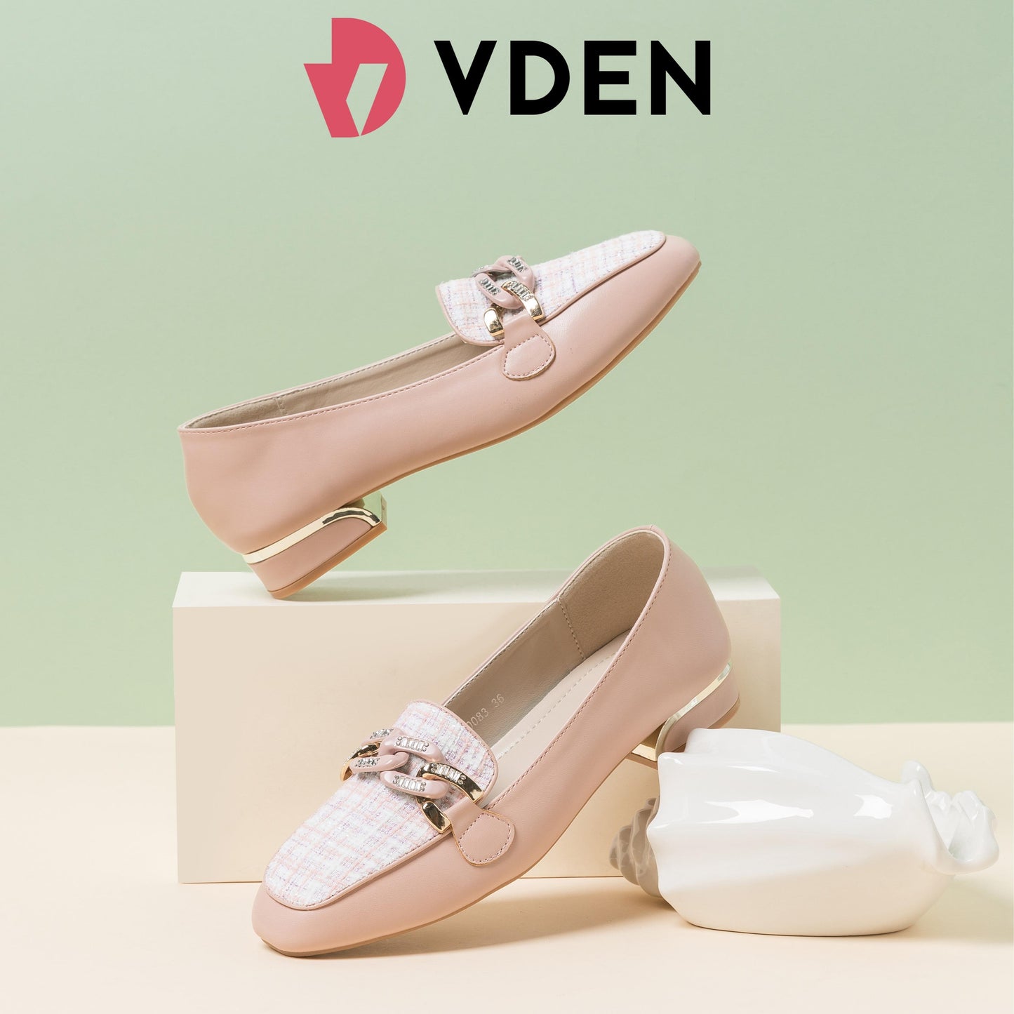 VDEN Women’s Elegant Square Toe Loafers Metallic Design B0083 Square Toe Slip-Ons