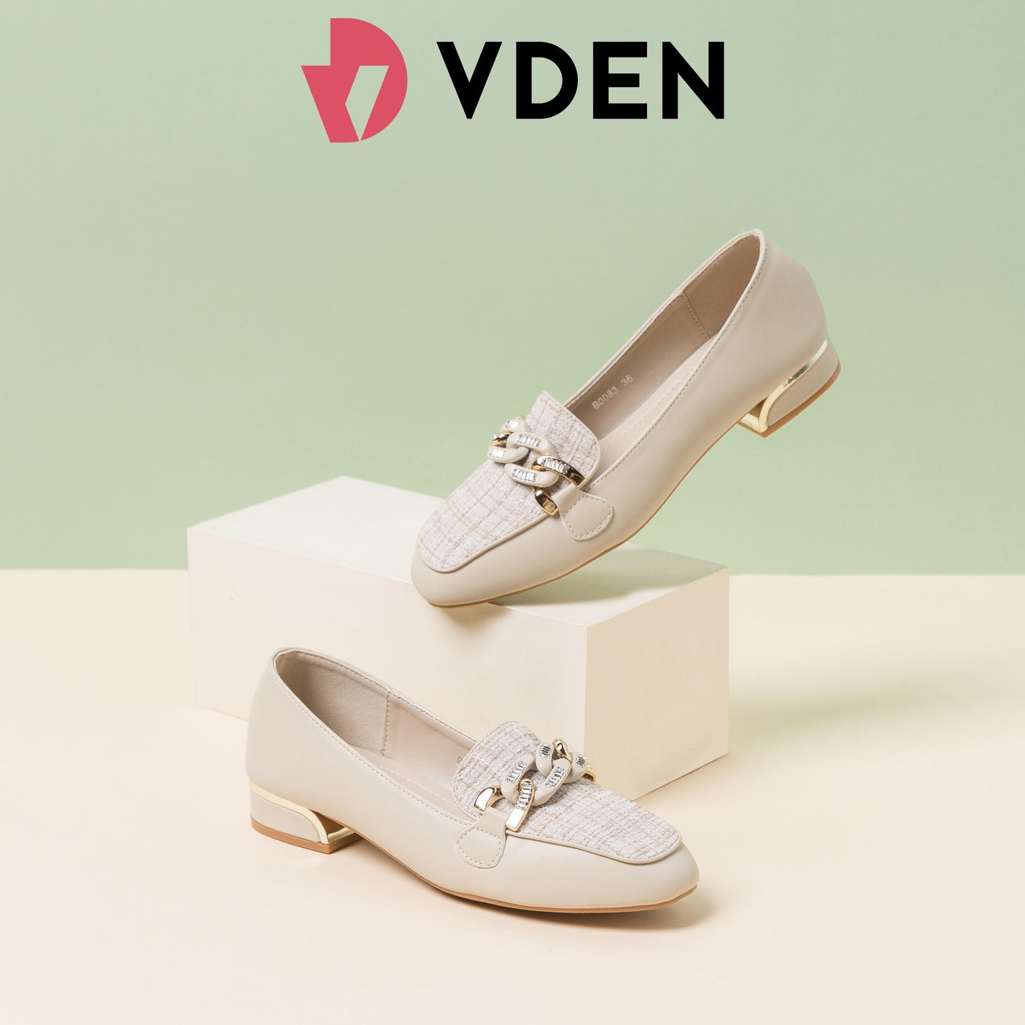 VDEN Women’s Elegant Square Toe Loafers Metallic Design B0083 Square Toe Slip-Ons
