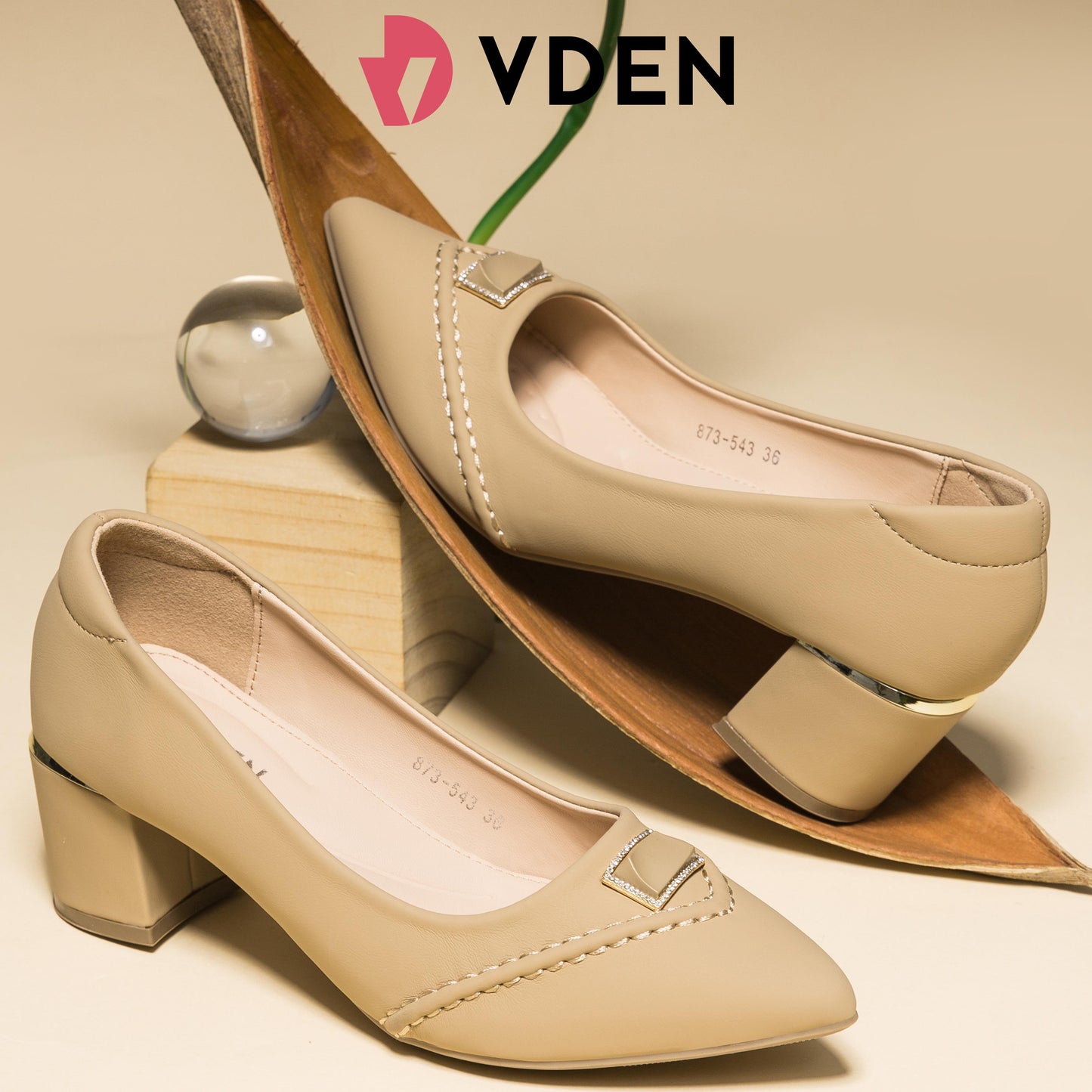 VDEN Women's Office Thick Heel Pointed Shoes 2INCH/5.2CM 873-543 Women‘s Chic Pump Shoe Carnival Business Pointed Toe High-Heel Lady Fashion Career Shoes