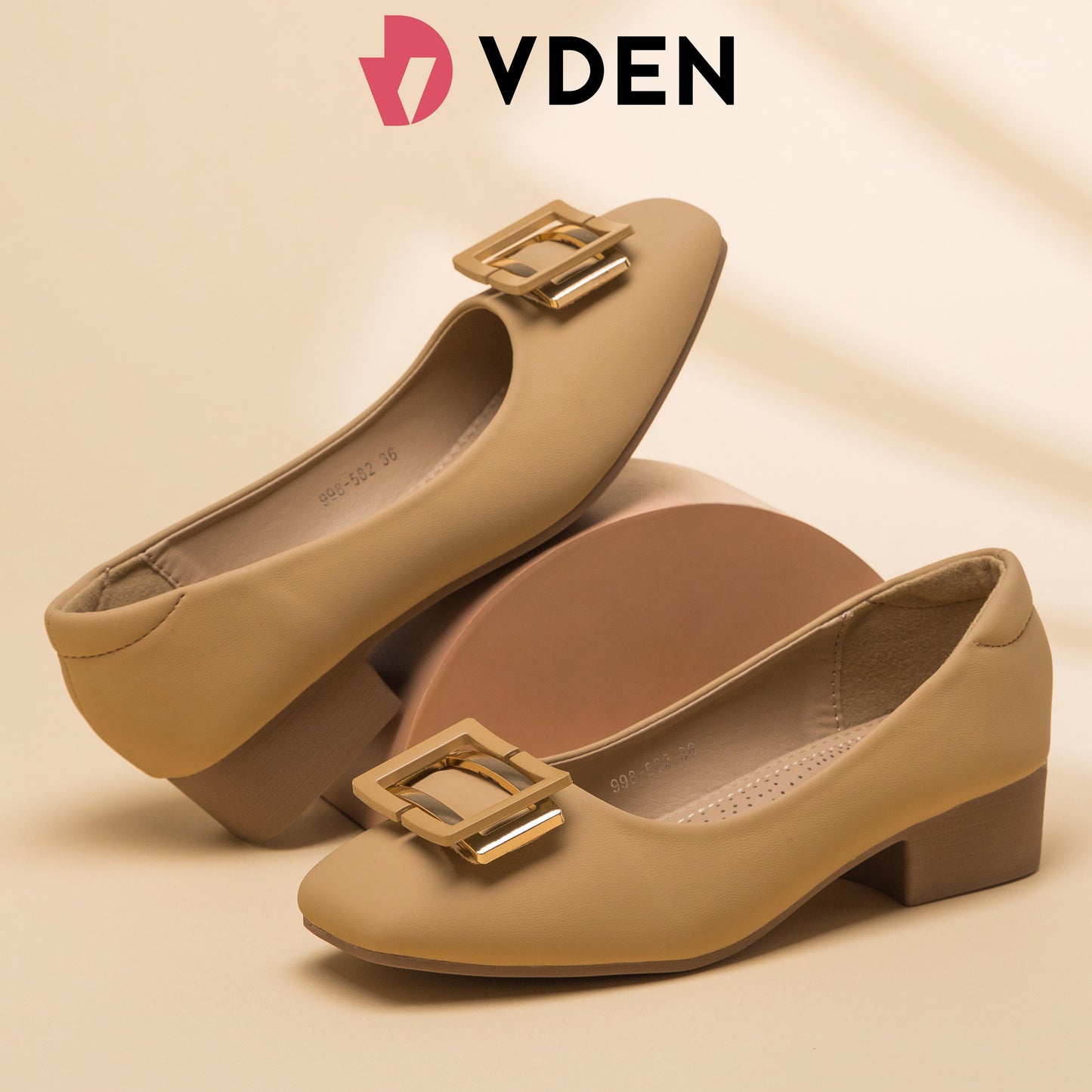 VDEN Dainty Square Toe Pumps for Women 3CM/1.2INCH Ladies Slip-on Loafers Women's Mid Chunky Toe Classy Shoes998-582 Simple Student Shoes High-end Office Shoes Square Buckle Block Heels Comfort