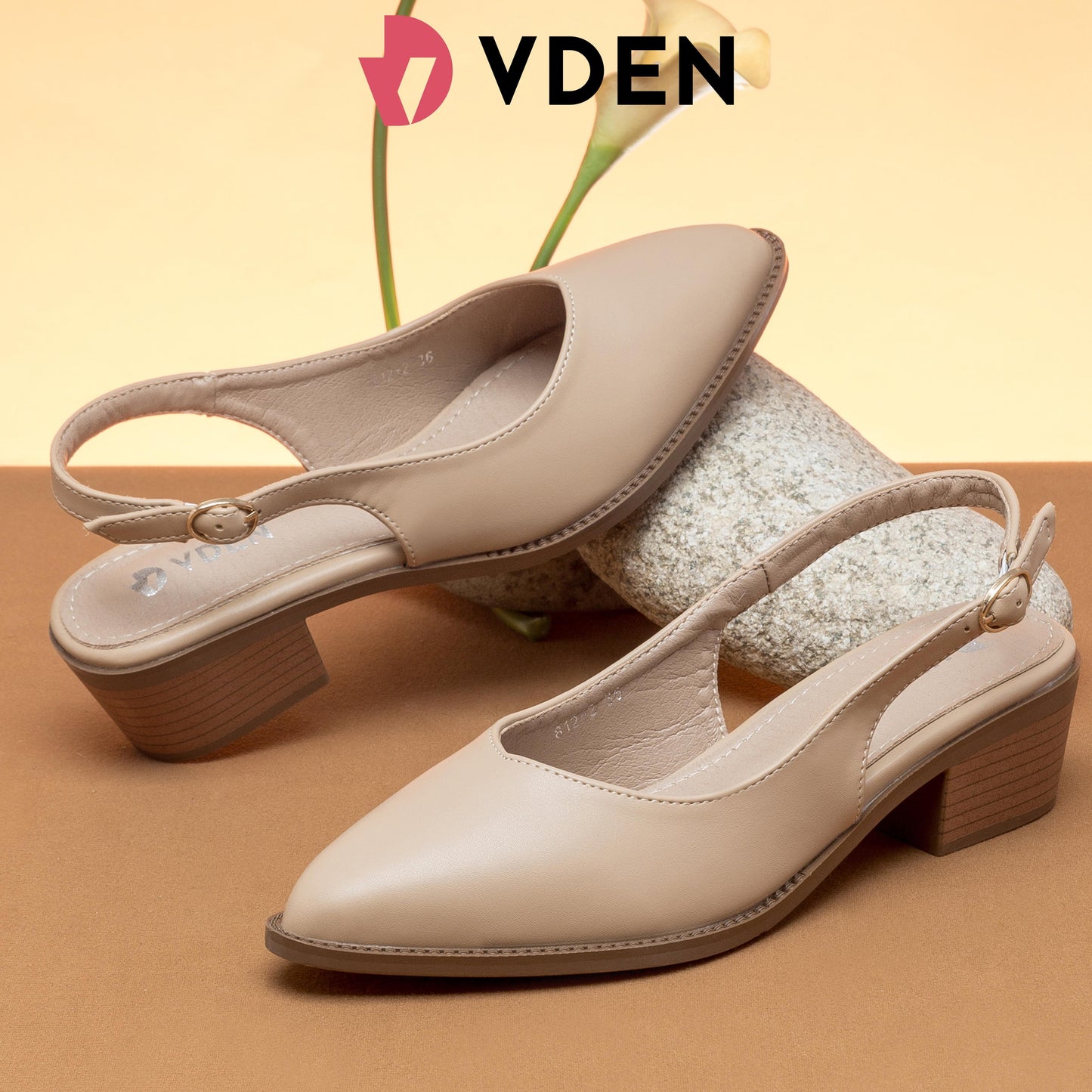 VDEN Slingback Comfortable and Stylish Block Heel Sandal for Office Casual Formal Wear 1.7INCH/4.3CM 812-2 Retro Wood Grain Block Heel Shoes For Women Back Strap Sandals Women's Office Shoes