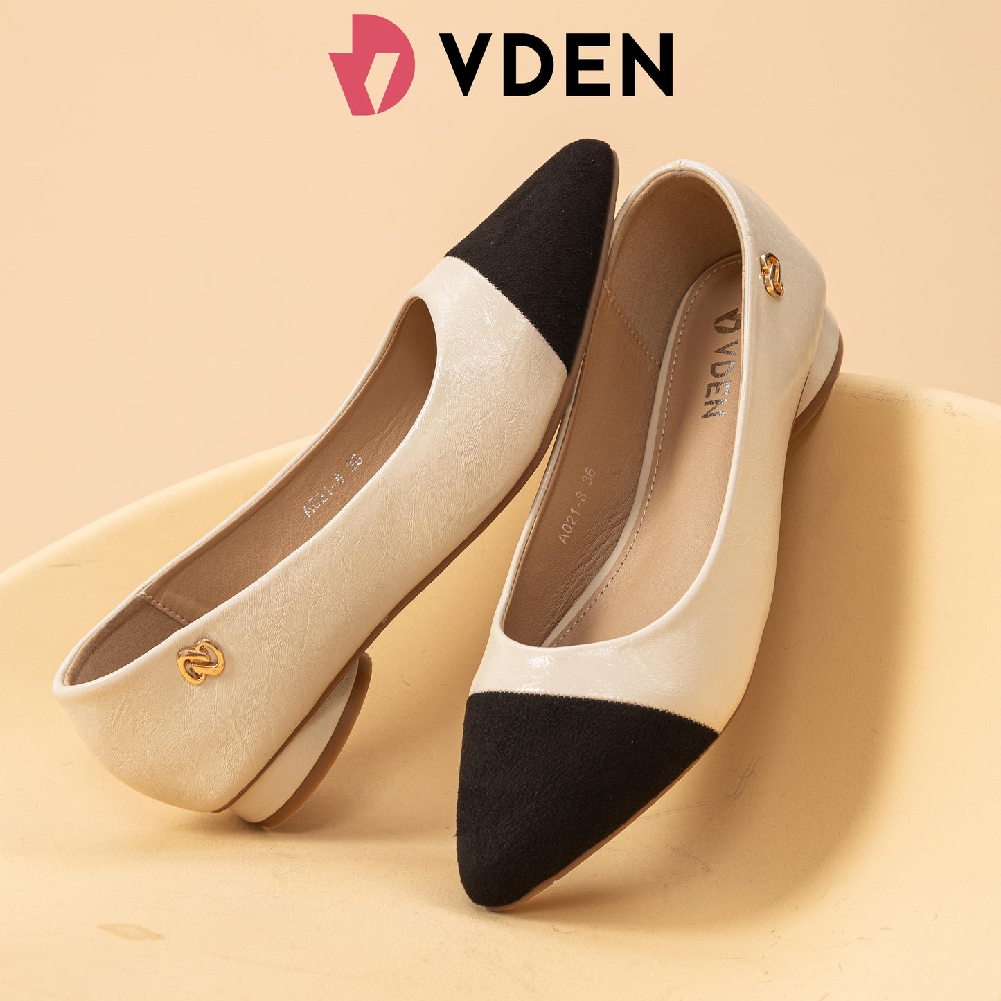VDEN Minimalist Pointed Toe Color Block Flats 0.7INCH/1.9CM A021-8 Retro Two-Tone Low Heel Pumps Fashionable Women's Pointed Toe Flat Shoes Fashionable Women's Pointed Toe Flat Shoes Fashionable Women's Pointed Toe Flat Shoes