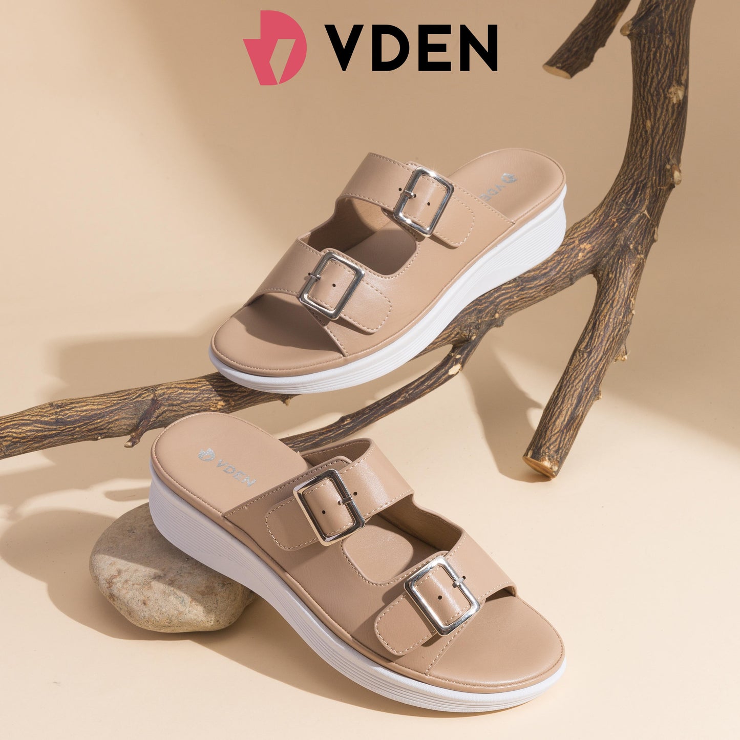 VDEN Buckle Casual Women's Slide Sandals 1.5INCH/3.7CM 9879-1 Open Toe Thick Sole Versatile Casual Sandals For Women Comfy Summer