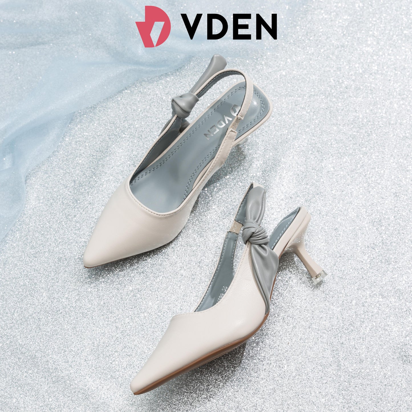 VDEN Chic Pointed Toe Heeled pumps bowknot slip on slingback 2.5INCH/6.5CM Commuting Color Block Pointed Toe Micro Heels Office Women's Shoes 81899