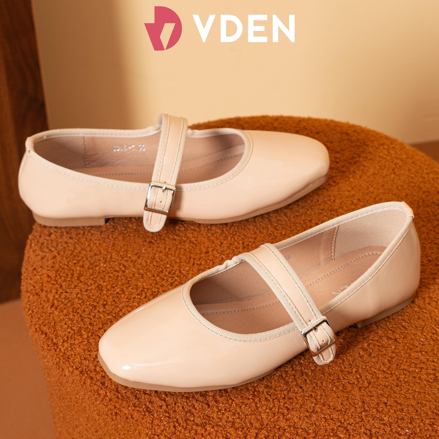 VDEN Women's Slip on Flats Classy Square Toe Solid Classic Mary Jane Ballet Flat  Shoes 0.4INCH/1CM 3368-1 Patent Leather Korean Preppy Mary Jane Flats Women Shoes