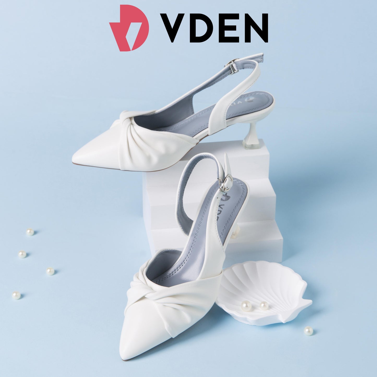 VDEN Women Pleated Design Kitten Heels Elegant Pointed Toes 7718-1 Low Heel (1-3 cm) Pointed Toe Micro Heels