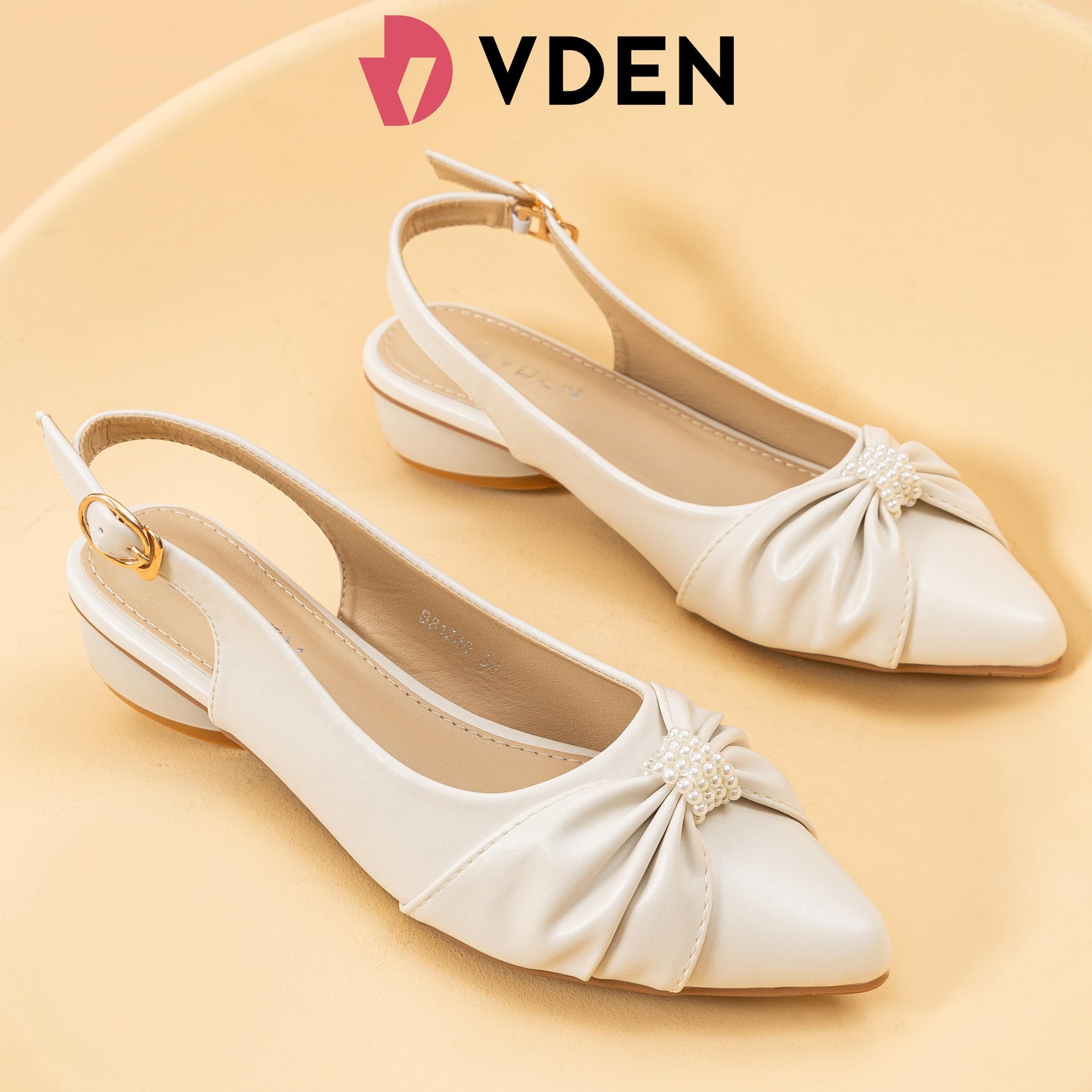 VDEN Women‘s Girls Dress Flats for Wedding Slingback Pointed Toe Evening Formal Sandals Shoes 1.1INCH/3CM B81240 Pointed Toe Slingback French Low Heel Shoes With Pearl Accessories Footwear