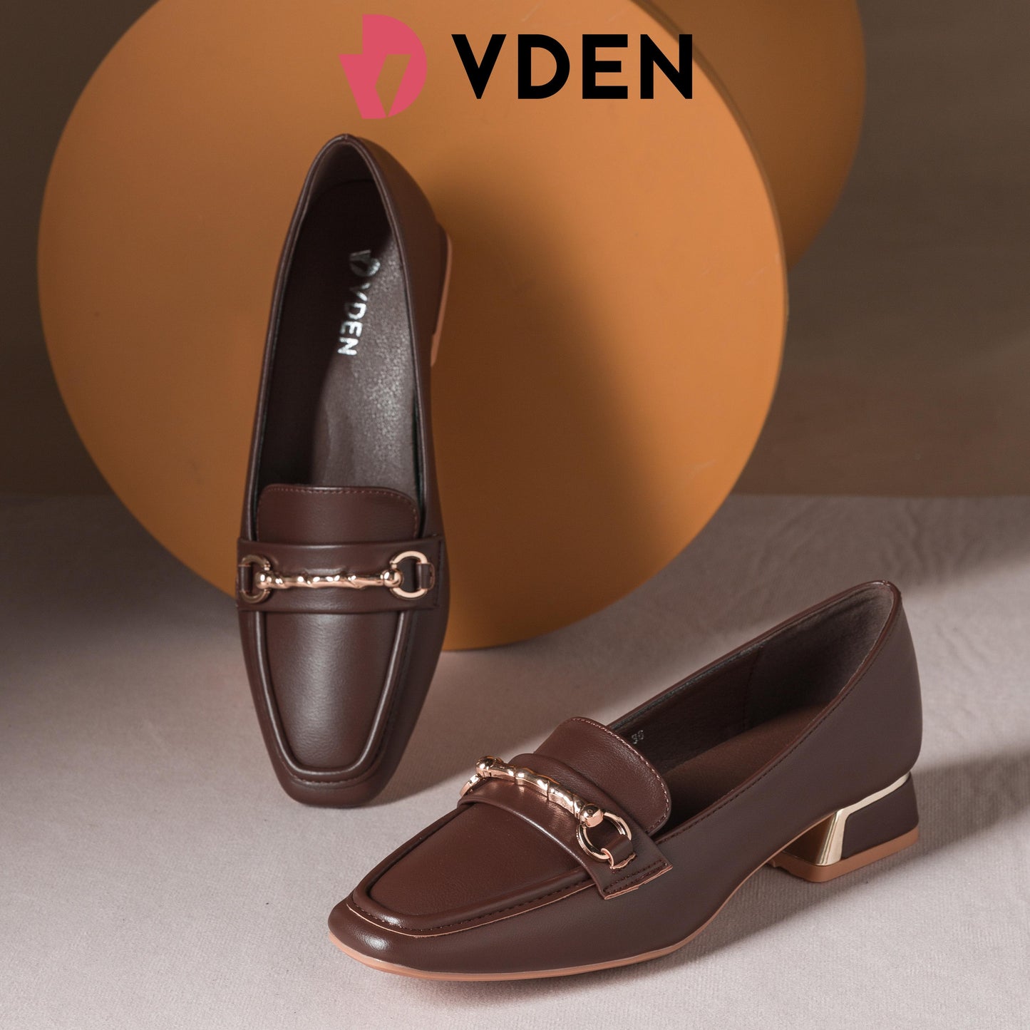 VDEN Square-toe Loafers For Women (F78-284) Slip-Ons 2024 New Retro Genuine Leather Thick Heel French Super Soft Loafers For Commuting Fo Work Shoes