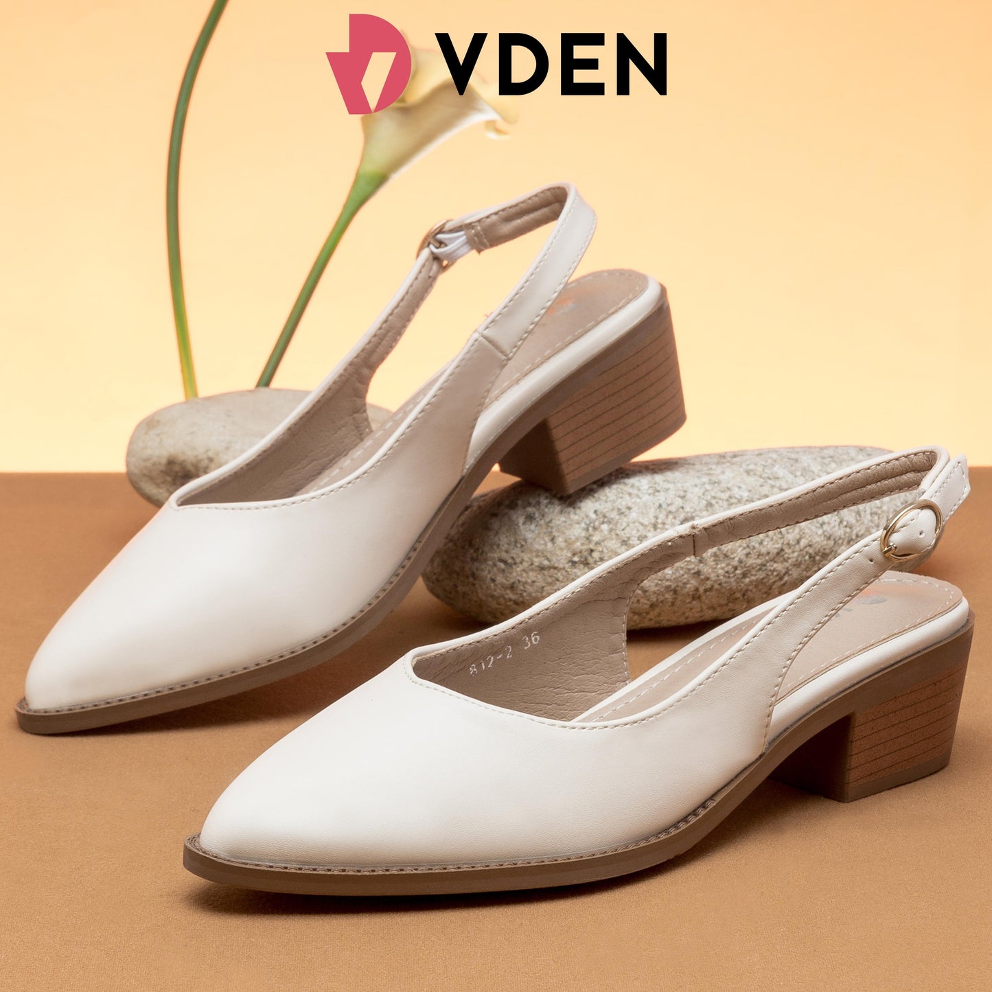 VDEN Slingback Comfortable and Stylish Block Heel Sandal for Office Casual Formal Wear 1.7INCH/4.3CM 812-2 Retro Wood Grain Block Heel Shoes For Women Back Strap Sandals Women's Office Shoes