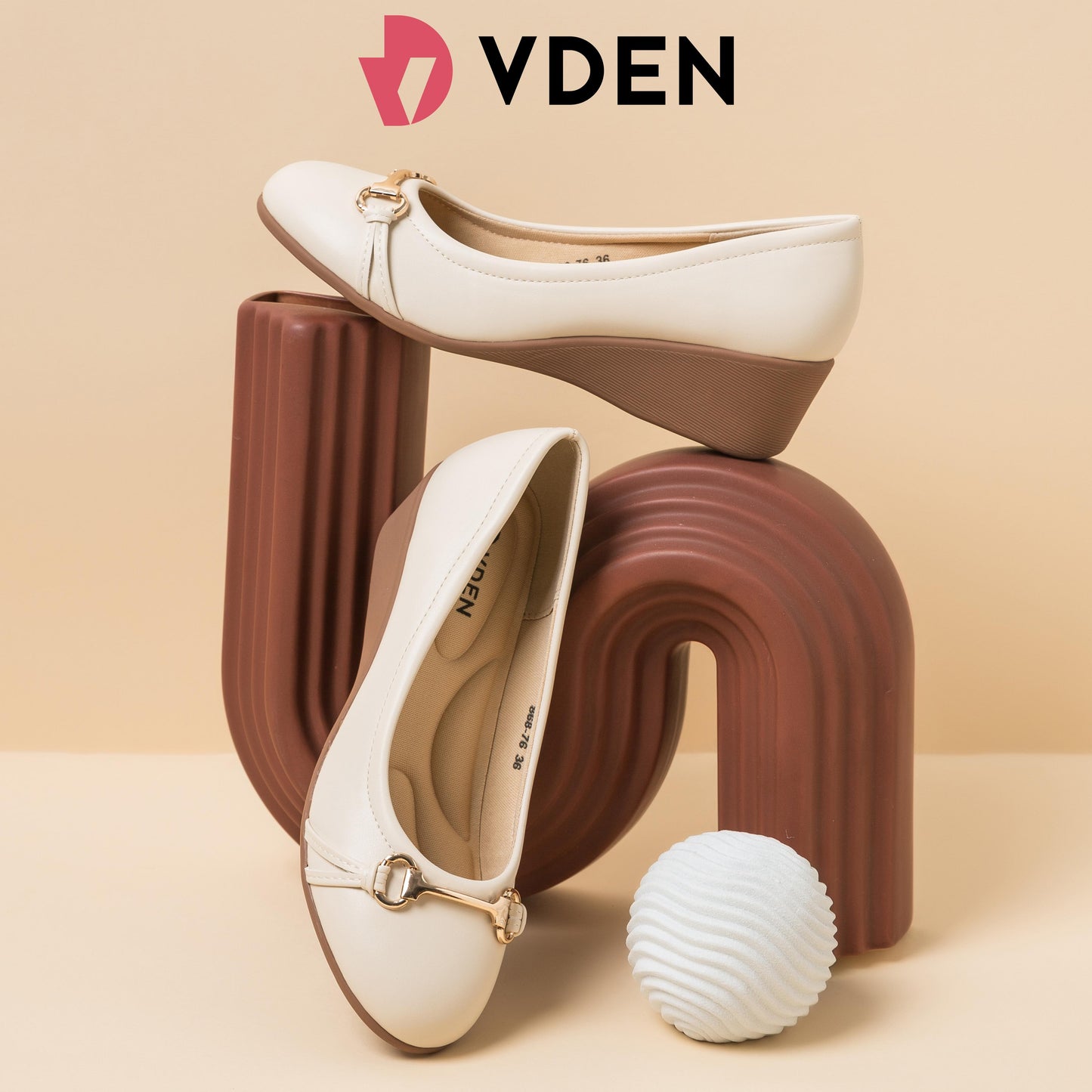 VDEN Nude Mid Heels Wedge Cap Toe Slip On Shoe for Women 2INCH/5CM 868-76 Wedge Round Toe Shoes Comfortable Work Shoes Office Shoes For Women