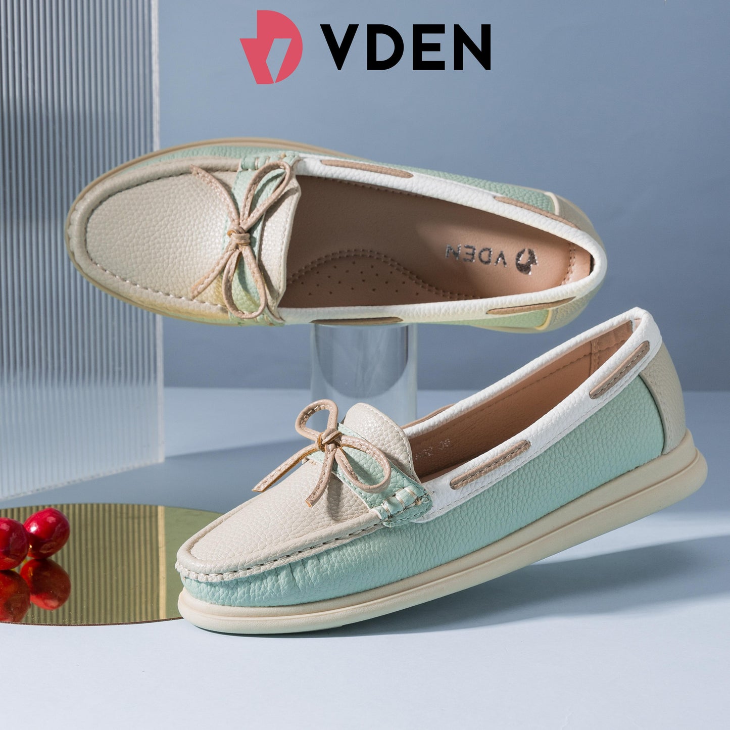 VDEN Lightweight Loafers With Color Block Design For Women 1INCH/2.5CM 6678-802 Ladies Flat Loafers With Stylish Design