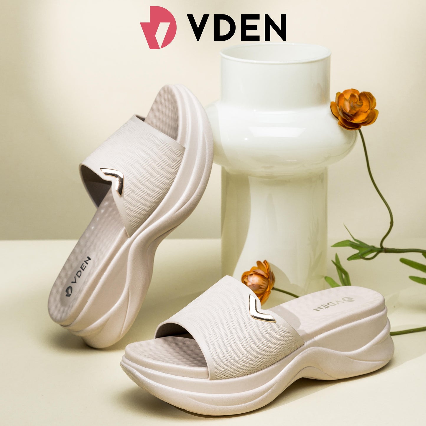 VDEN Fashionable Slip-On Open-Toe Wedges For Women 2INCH/5CM 1658-12 Women's Platform Sandals Walking Shoes Height Increasing Sandals Massage Insoles Classy Footwear Elegant Comfort Heels