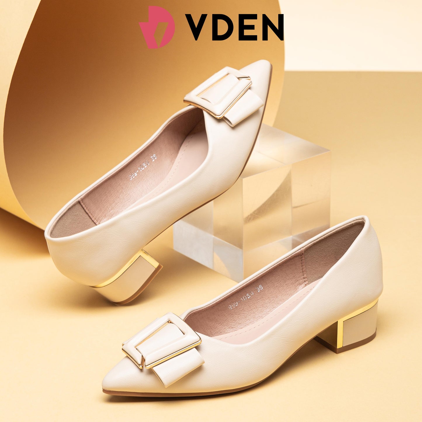 VDEN Women Pumps Pointed Toe Chunky  Heel Pumps Office For Women 1.5INCH/4CM 999-1059 Korean Retro Simple Thick Heel Women's Shoes Office Shoes