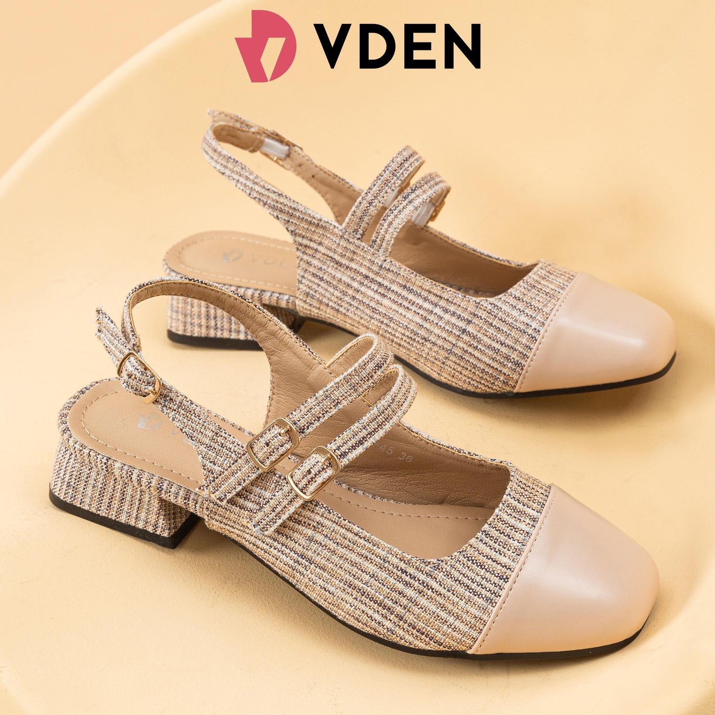 VDEN Women Ankle Strap Low Cuban Heel  Sandals Elegant Closed Toe 1.1INCH/3CM 2335-45 Walking Shoes Footwear Summer Comfort Round Toe Korean Mary Jane Color Matching Sandals Slingback Sole Thick Heels Shoes