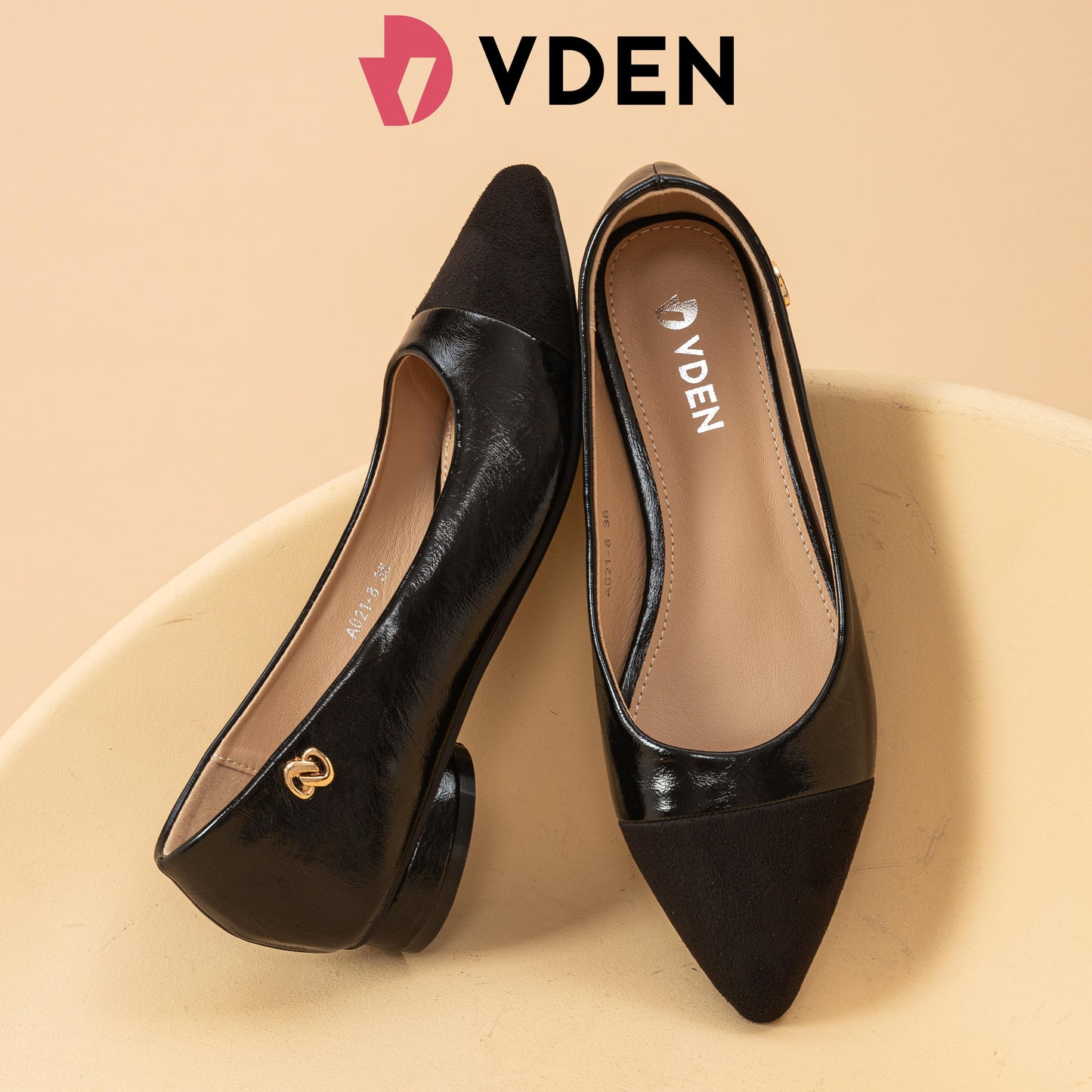 VDEN Minimalist Pointed Toe Color Block Flats 0.7INCH/1.9CM A021-8 Retro Two-Tone Low Heel Pumps Fashionable Women's Pointed Toe Flat Shoes Fashionable Women's Pointed Toe Flat Shoes Fashionable Women's Pointed Toe Flat Shoes