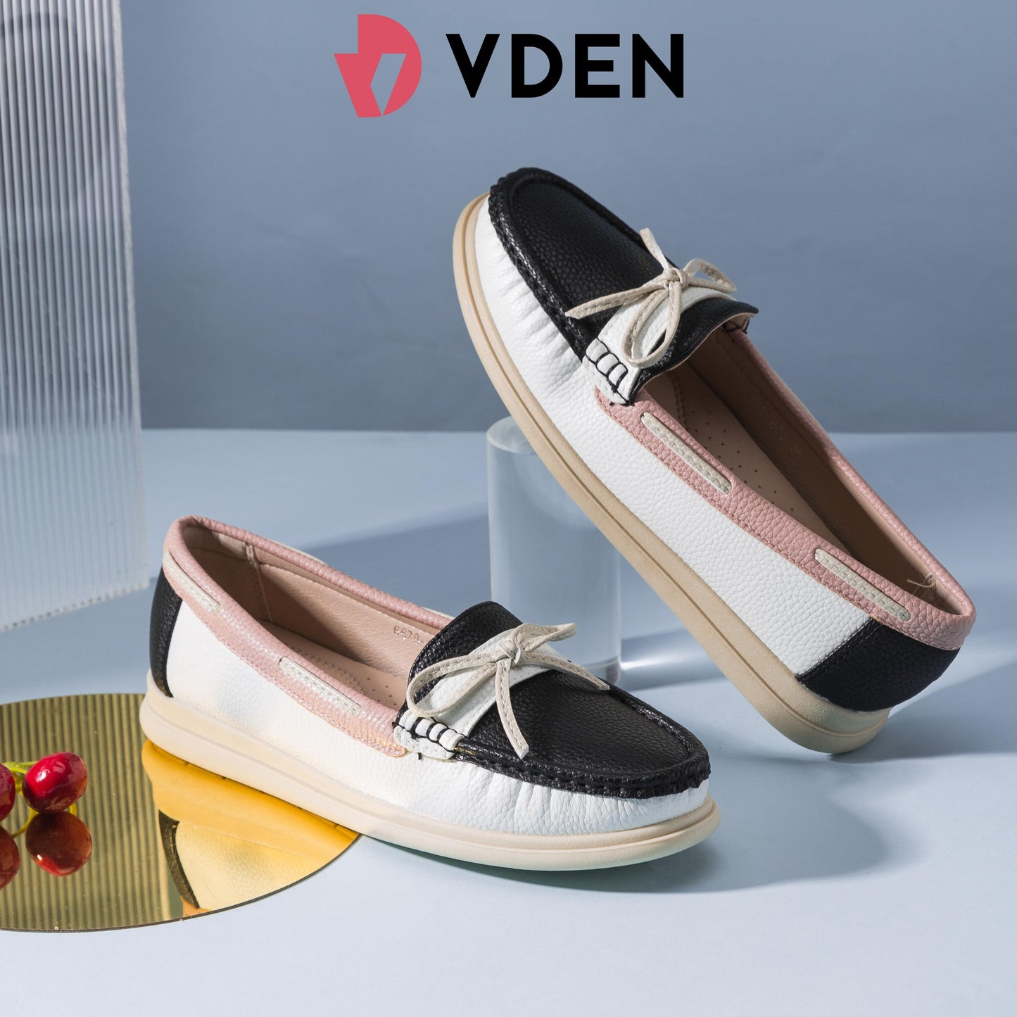 VDEN Lightweight Loafers With Color Block Design For Women 1INCH/2.5CM 6678-802 Ladies Flat Loafers With Stylish Design