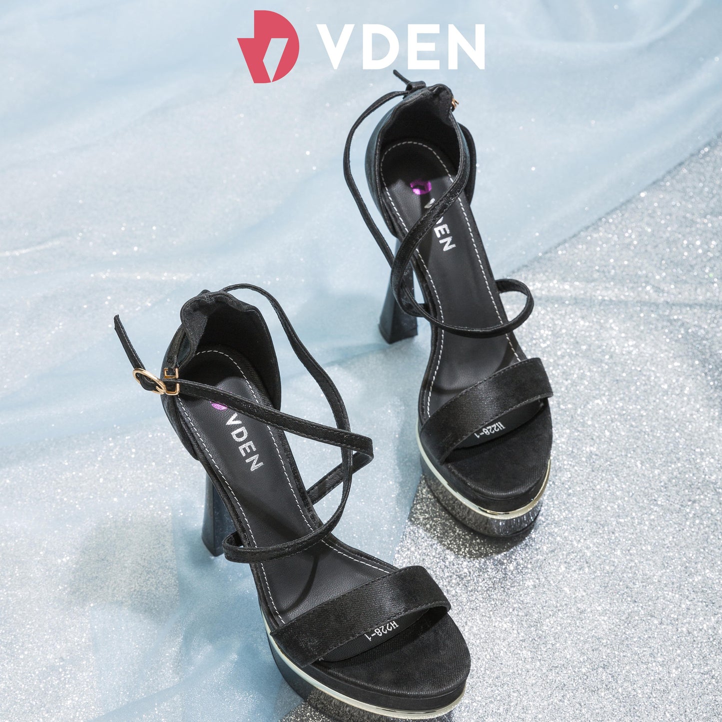 VDEN Women Sexy Cross Strappy High Heeled Sandals 5.2INCH/13.2CM Ultra High Heel Sandals Pageant High Heels H228-1 Party Dance Platform High Heels