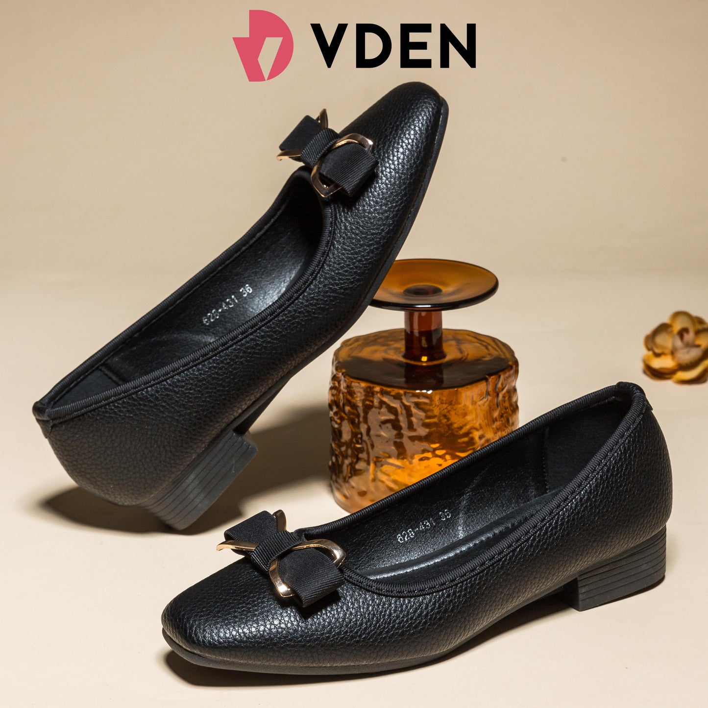 VDEN Women's Elegant Bow Shoes Women Square Toe Shoes For Women 1INCH/2.5CM 628-431 Square Toe Slip-on Shoes For Women Comfortable Commuting Office Shoes Soft Sole Walking Shoes Bowknot Decorated Low Thick Heels Square Toe Shoes For Women