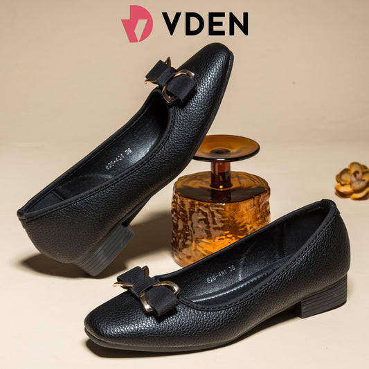 VDEN Women's Elegant Bow Shoes Women Square Toe Shoes For Women 1INCH/2.5CM 628-431 Square Toe Slip-on Shoes For Women Comfortable Commuting Office Shoes Soft Sole Walking Shoes Bowknot Decorated Low Thick Heels Square Toe Shoes For Women