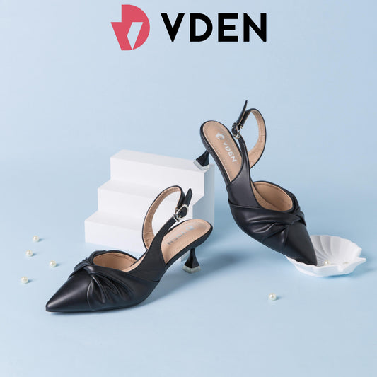 VDEN Women Pleated Design Kitten Heels Elegant Pointed Toes 7718-1 Low Heel (1-3 cm) Pointed Toe Micro Heels