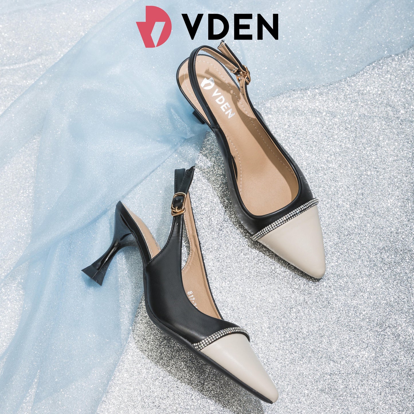 VDEN Elegant Single Shoes For Women 7.5CM/3INCH Heels With Buckle Design Hight Heeled Shoes Slingback Pointed Toe Shoes 817-31