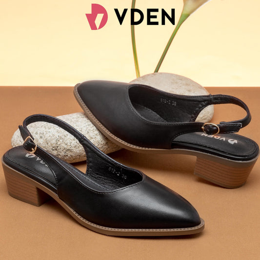 VDEN Slingback Comfortable and Stylish Block Heel Sandal for Office Casual Formal Wear 1.7INCH/4.3CM 812-2 Retro Wood Grain Block Heel Shoes For Women Back Strap Sandals Women's Office Shoes