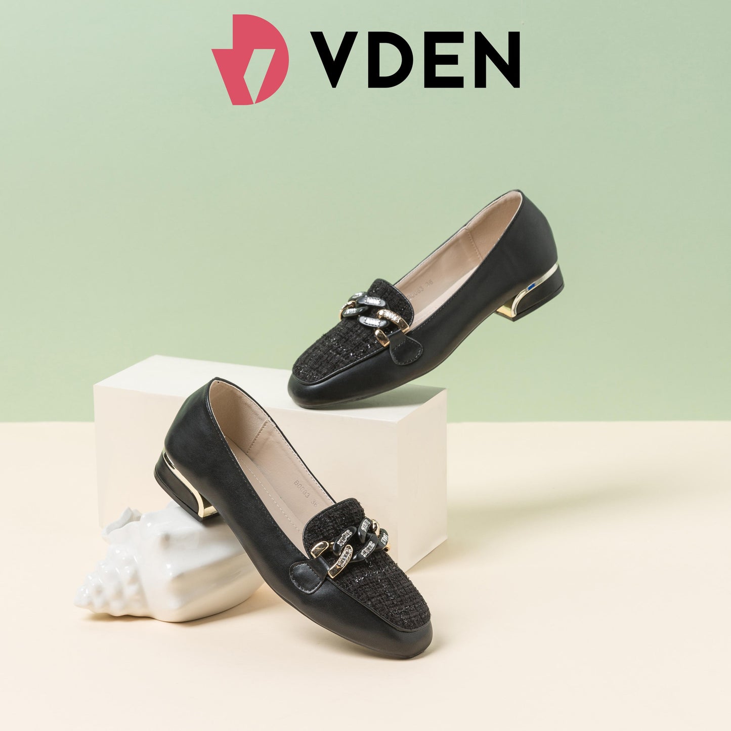 VDEN Women’s Elegant Square Toe Loafers Metallic Design B0083 Square Toe Slip-Ons