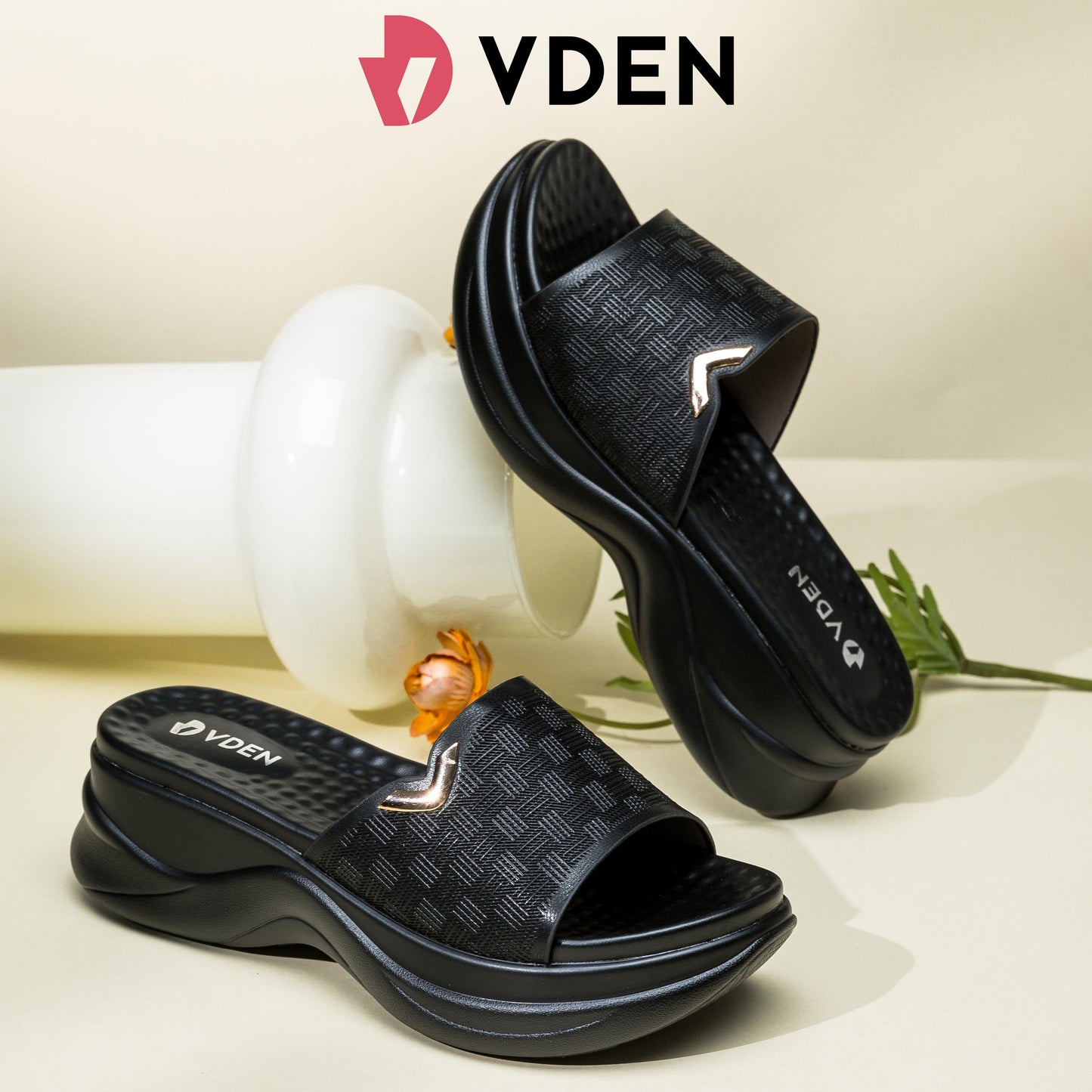 VDEN Fashionable Slip-On Open-Toe Wedges For Women 2INCH/5CM 1658-12 Women's Platform Sandals Walking Shoes Height Increasing Sandals Massage Insoles Classy Footwear Elegant Comfort Heels