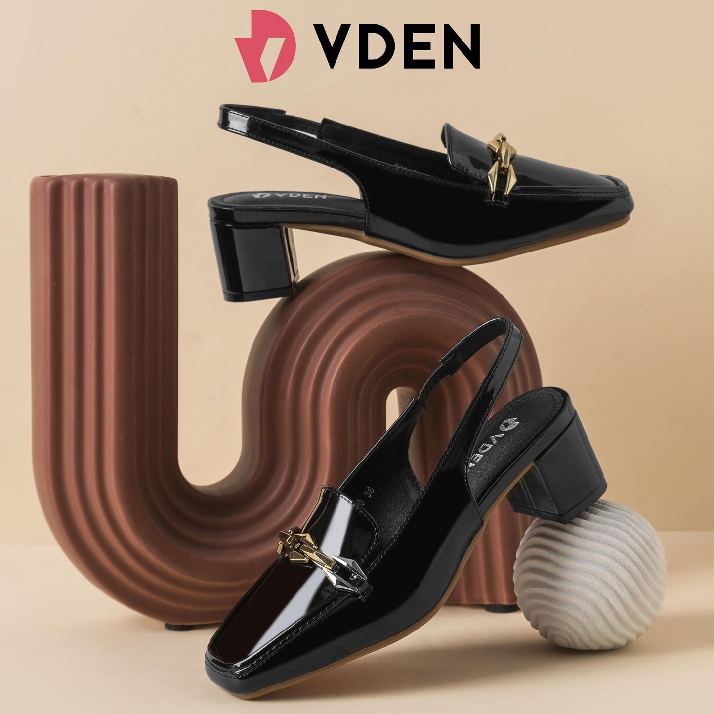 VDEN Women's Square Toe Chunky Heel Slingback Shoes Patent Leather 1.7INCH/4.5CM 558-90 Old Money Style Ladies' Rough Square Shoes Fashionable Patent Square Toe Slingback Chunky Heels Patent Leather Square Toe Block Heel Women's Sandals Shoes