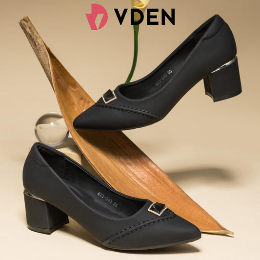VDEN Women's Office Thick Heel Pointed Shoes 2INCH/5.2CM 873-543 Women‘s Chic Pump Shoe Carnival Business Pointed Toe High-Heel Lady Fashion Career Shoes