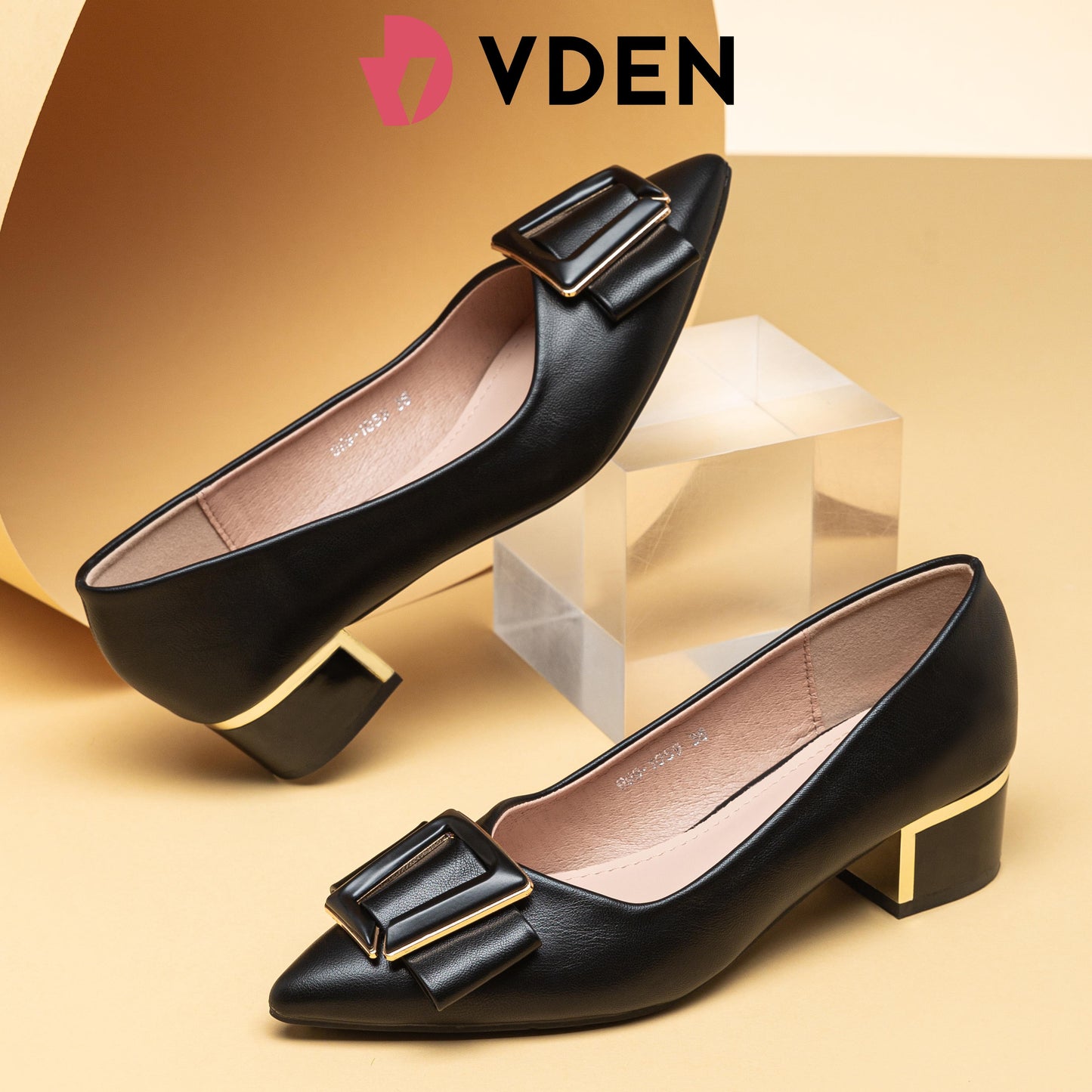 VDEN Women Pumps Pointed Toe Chunky  Heel Pumps Office For Women 1.5INCH/4CM 999-1059 Korean Retro Simple Thick Heel Women's Shoes Office Shoes