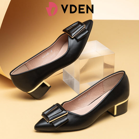 VDEN Women Pumps Pointed Toe Chunky  Heel Pumps Office For Women 1.5INCH/4CM 999-1059 Korean Retro Simple Thick Heel Women's Shoes Office Shoes