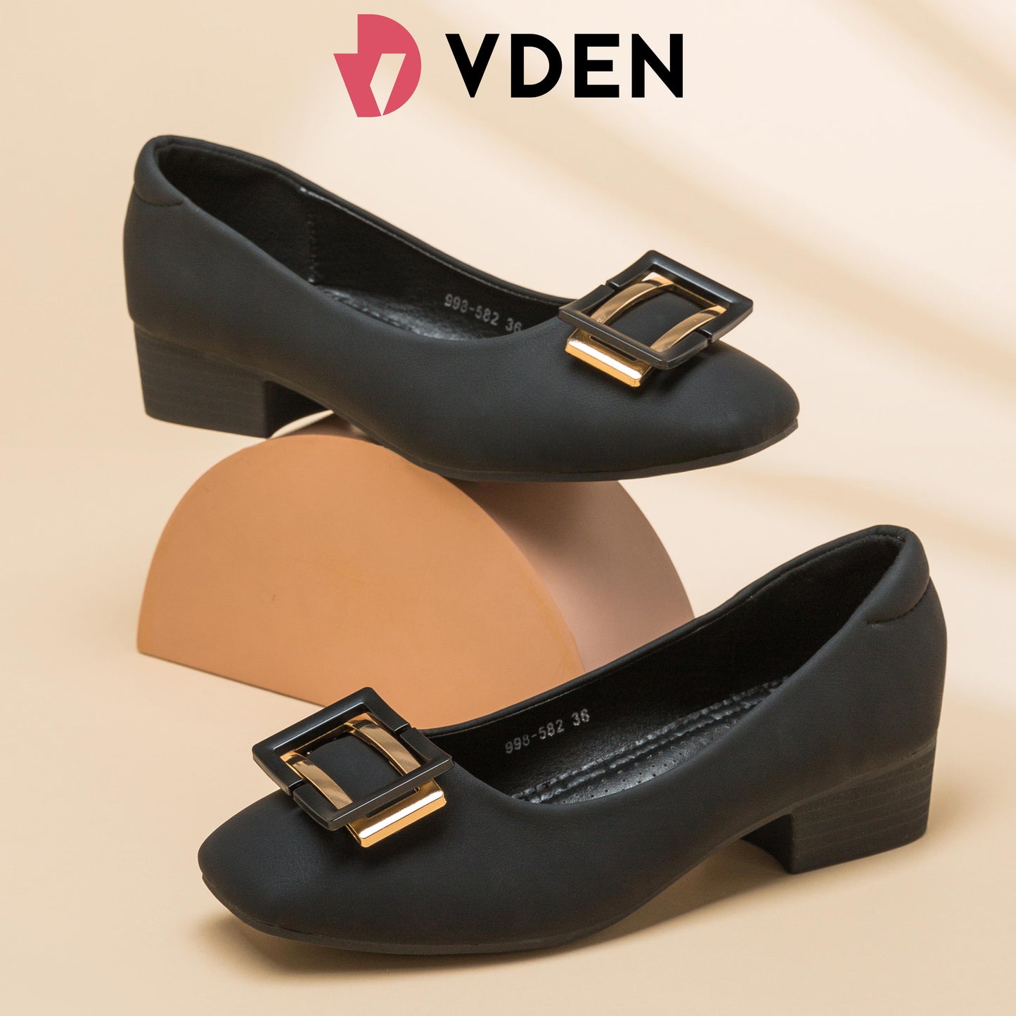 VDEN Dainty Square Toe Pumps for Women 3CM/1.2INCH Ladies Slip-on Loafers Women's Mid Chunky Toe Classy Shoes998-582 Simple Student Shoes High-end Office Shoes Square Buckle Block Heels Comfort