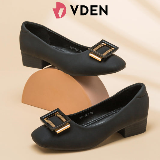 VDEN Dainty Square Toe Pumps for Women 3CM/1.2INCH Ladies Slip-on Loafers Women's Mid Chunky Toe Classy Shoes998-582 Simple Student Shoes High-end Office Shoes Square Buckle Block Heels Comfort