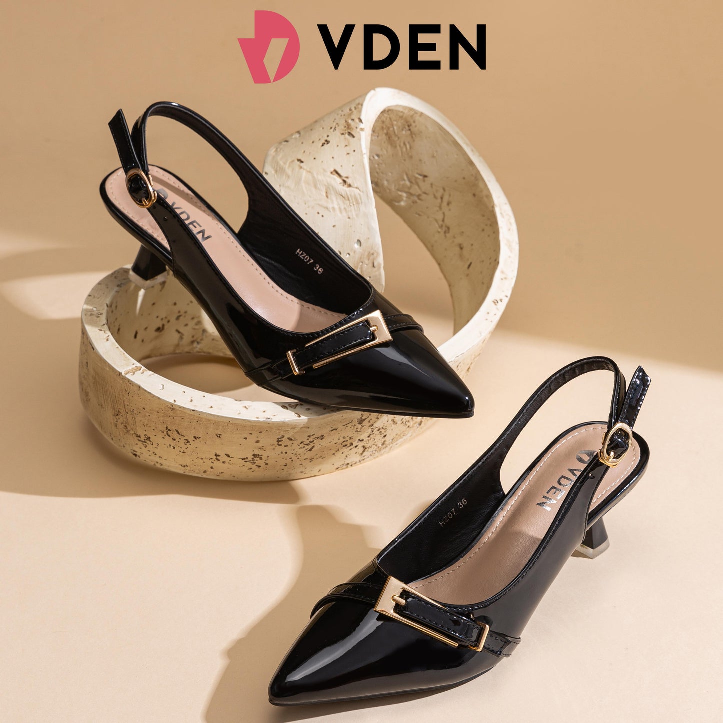 VDEN Pointed Toe Toe Heel Lace-up Summer Women's Shoes High-heeled Sandals 2.5INCH/6.4CM HZ07 Korean Kitten Heels Patent Leather Simple Slingback Shoes Elegant Intellectual Heels