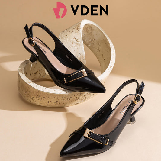 VDEN Pointed Toe Toe Heel Lace-up Summer Women's Shoes High-heeled Sandals 2.5INCH/6.4CM HZ07 Korean Kitten Heels Patent Leather Simple Slingback Shoes Elegant Intellectual Heels