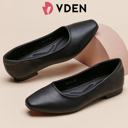 VDEN Women's Basic Soft Work Flats Leather Slip On Shoes Ballets 0.5INCH/1.3CM 928-A1 Korean Style Comfortable Simple Solid Color Flat Shoes Slip On Shoes For Women