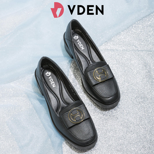 VDEN Square Toe Block Heels Loafer Shoes 4.5CM/1.4INCH Heels 899-168 Women Ultra-light Soft-soled Loafers