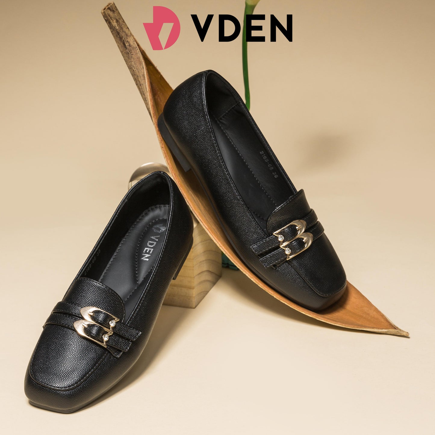 VDEN Loafer Shoes For Women Tone Metal Decor Square Toe Linen Flats 0.4INCH/1.1CM 2169-68 Comfort Footwear Square Toe Slip On Shoes For Women Office Women Low-heeled Loafers British Style Simple Slip-on