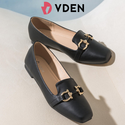 VDEN Women's Loafers Comfortable And Fashionable Chain Flat Shoes For Women 0.4INCH/1CM W903-8 Old Money Style Korean Style Simple Flat Loafers Office Slip-on Shoes For Women