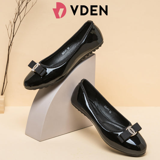VDEN Fashionable Glossy Flat Doll Shoes for Women 0.5INCH/1.2CM 826-F1 Massage Sole Slip-on Women's Shoes Soft Non-slip Round Toe Flats Comfort