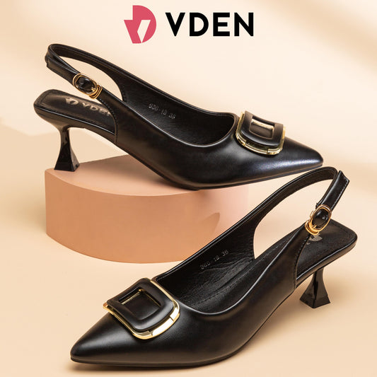 VDEN Pointed Mid Heel Sling back for Women 6CM/2.5INCH French Style Heels 986-18 Commuting Simple Style Office Heels