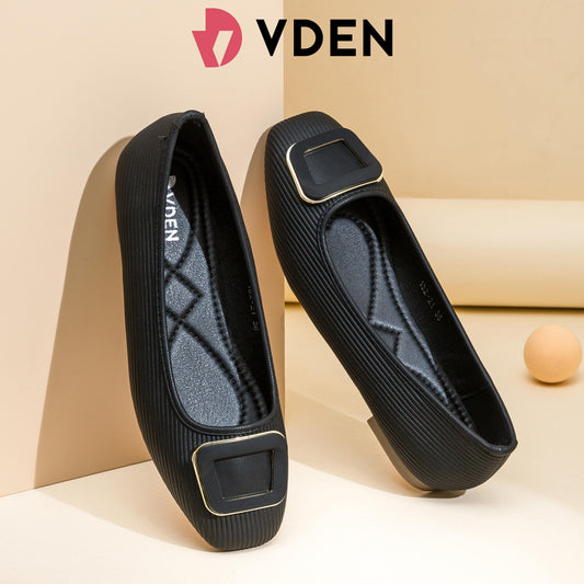 VDEN Women Fashion Square Toe Block Flat Shoes Business Work For Women 0.4INCH/1CM 182-21 Classic Buckled Ballet Flats Women’s Office Flats – Soft Slip-On Shoes With Stylish Buckle