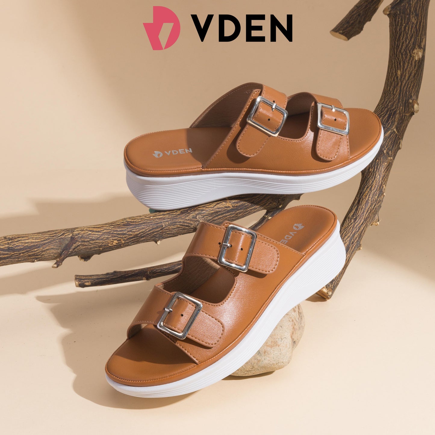 VDEN Buckle Casual Women's Slide Sandals 1.5INCH/3.7CM 9879-1 Open Toe Thick Sole Versatile Casual Sandals For Women Comfy Summer